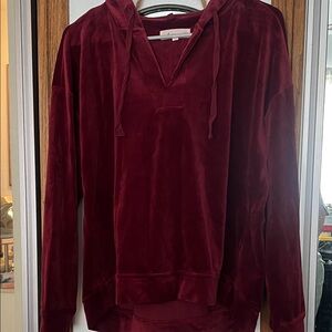 Lou & Grey Rich Maroon Velvet Hoodie
